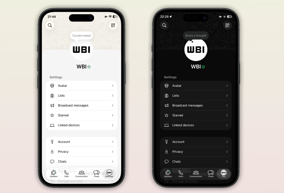 New “You” tab replaces the existing Settings section in WhatsApp on iPhones. (Screenshot by WABetaInfo)