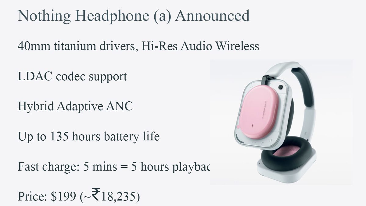 Nothing Headphone (a) Announced with 40dB Hybrid ANC, LDAC Support