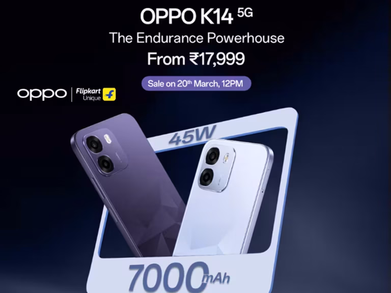 Oppo K14 5G Goes on Sale in India Today with 7,000mAh Battery – Price, Specs, Offers