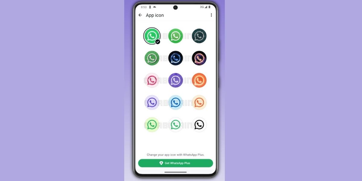 WhatsApp Plus subscribers can also customise their app icon (Pic Credit: wabetainfo)