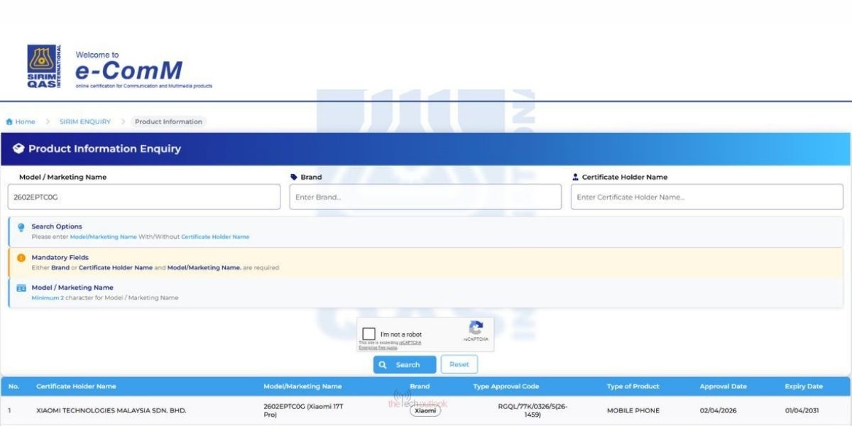 Xiaomi 17T Pro -SIRIM
