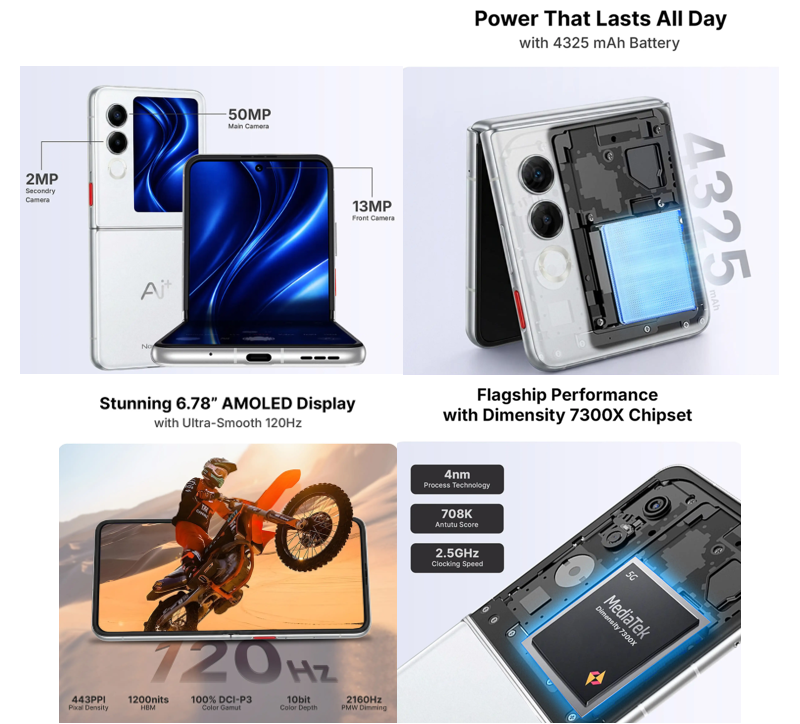 Ai+ Nova Flip 5G key specs confirmed. (Image credit - Ai+)
