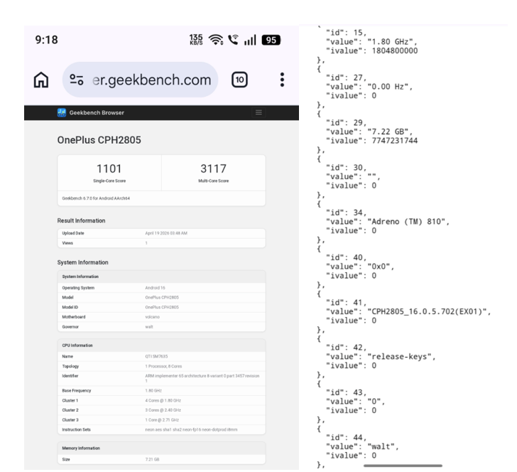 OnePlus Nord CE 6 appears on Geekbench. (Image credit - @yabhishekhd on X)