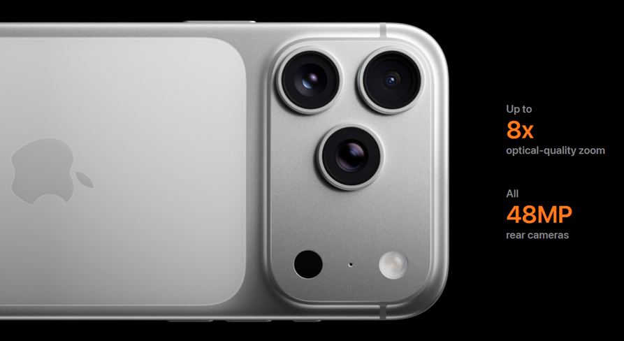 iPhone 17 Pro models feature 48MP rear cameras. (Image credit - Apple)