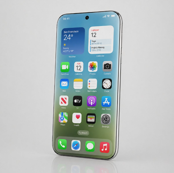 A concept image of how iPhone with Liquid Glass Display might appear. (Image credit - UniverseIce on X)