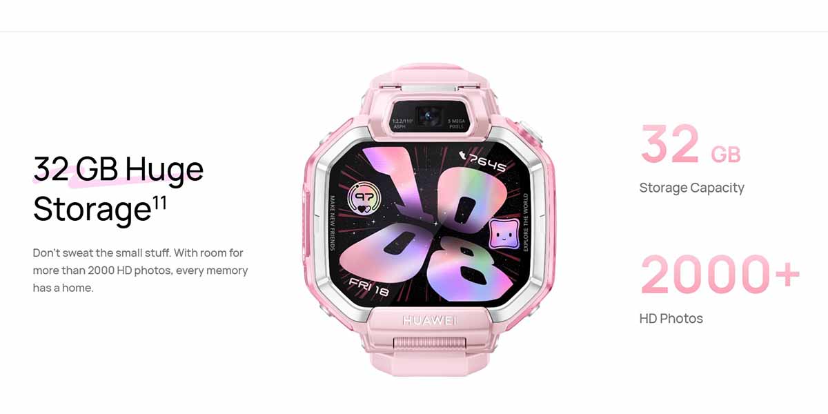 Huawei Watch Kids X1 comes with a 36GB storage while X1 Pro comes with a 64GB storage