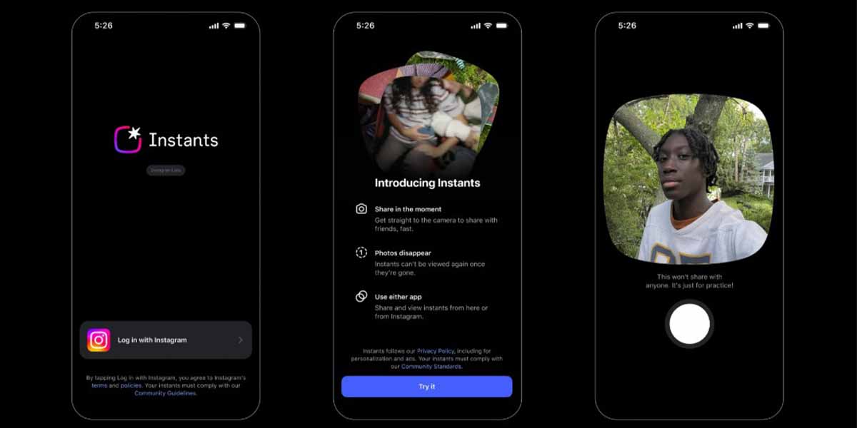 Instants is a standalone app for iPhone