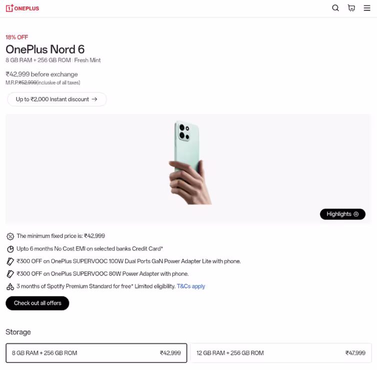 OnePlus Nord 6 latest price hike. (Screenshot by @saaaanjjjuuu on X)