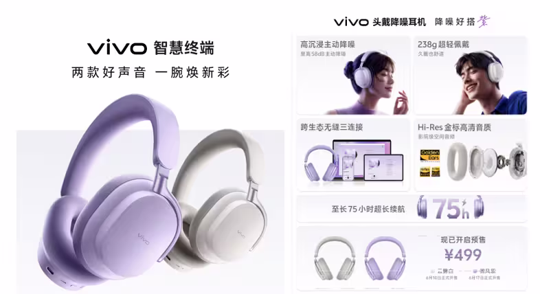Vivo Over-Ear Noise Cancelling Headphones.