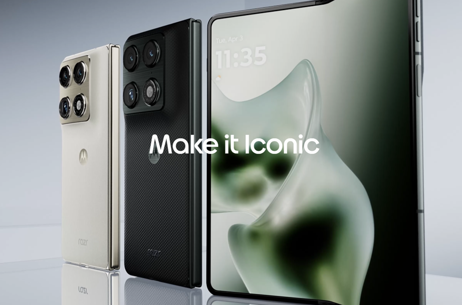 Motorola Razr Fold in Pantone Blackened Blue and Lily White colours. (Image credit - Motorola)