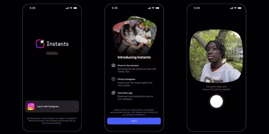 Instants is a standalone app for iPhone