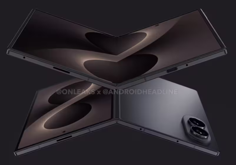 Samsung Galaxy Z Fold 8’s previously leaked CAD renders. (Image credit - OnLeaks/Android headline)