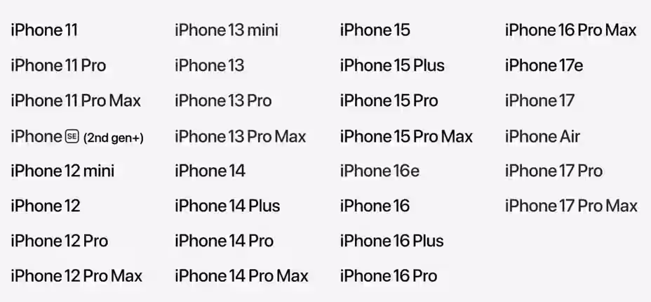 iOS 27 compatible iPhones.