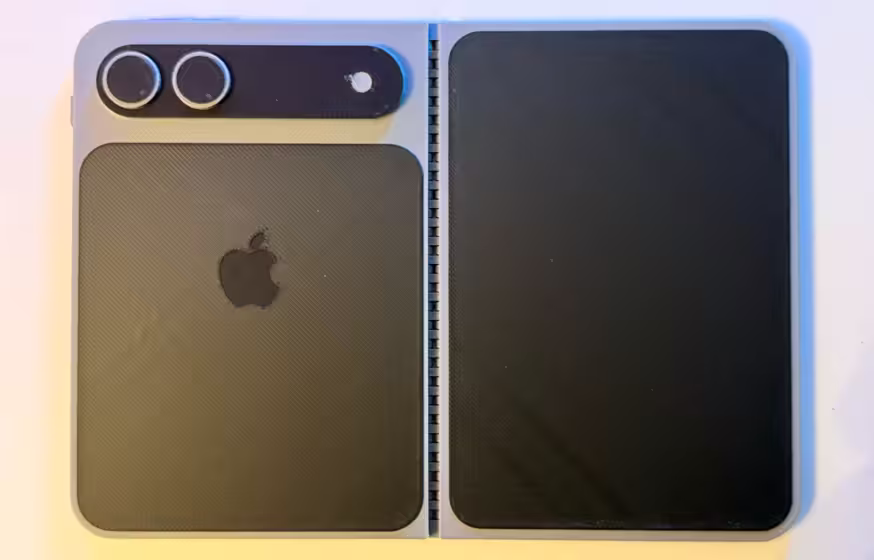 3D Mockup of the first Foldable iPhone expected to launch later this year. (Credit - User Subsy on MakerWorld)