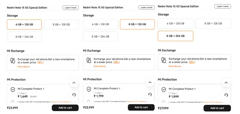 Redmi Note 15 SE 5G new prices.