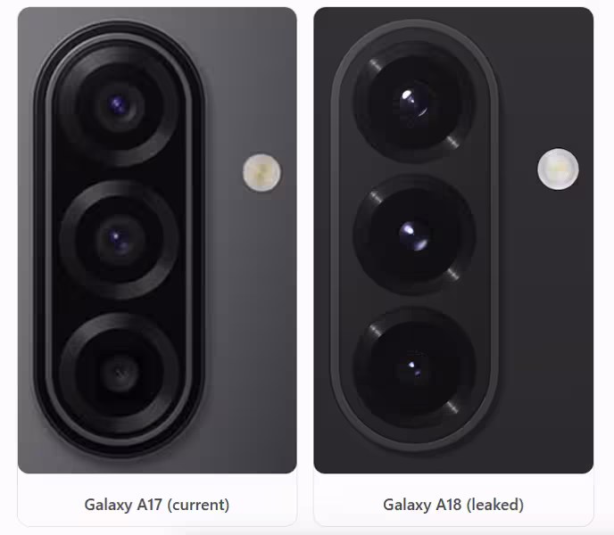 Samsung Galaxy A18 5G’s camera module side by side with predecessor. (Credit - OnLeaks/Smartphone Checker)