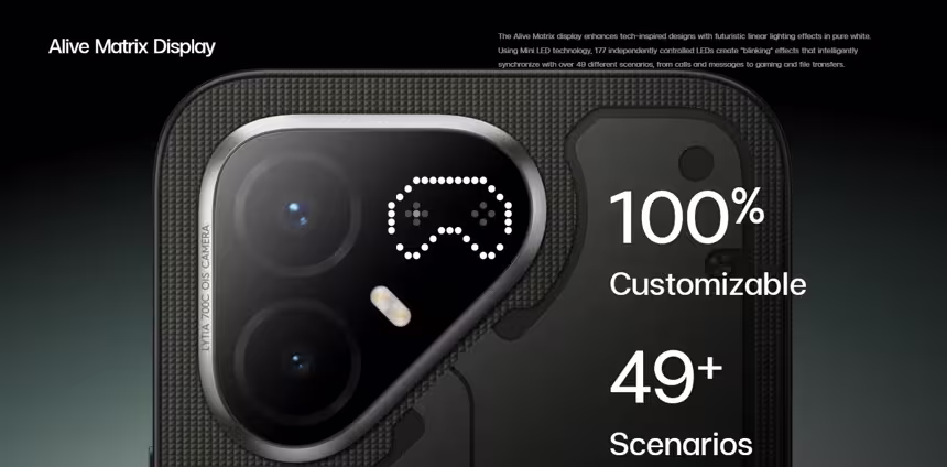 Pova 8 Pro 5G’s "Alive Matrix" design on the rear panel. (Image credit - Tecno)