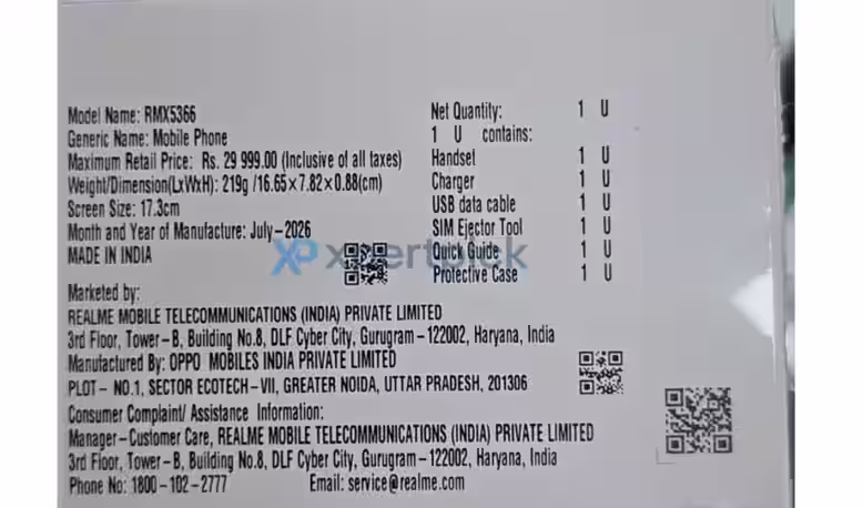 Realme C100x box price revealed. (Image credit - Xpertpick)