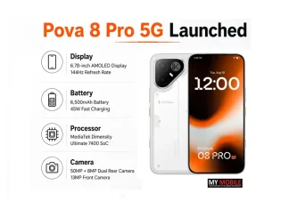 Pova 8 Pro 5G Launched With Alive Matrix Rear Display, 6,500mAh Battery and Dimensity Ultimate 7400 SoC Pova 8 Pro 5G key specs. (Image credit - Tecno)