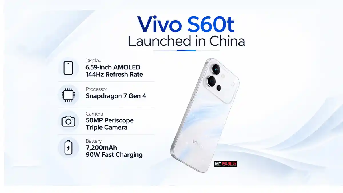 Vivo S60t Launched With 7,200mAh Battery, 50MP Periscope Camera and 144Hz AMOLED Display