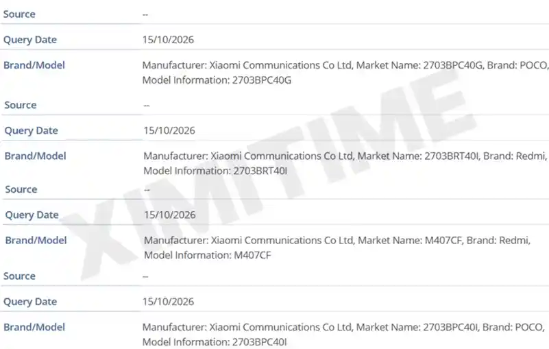 POCO X9 Pro model numbers. (Screenshot by XimiTime)