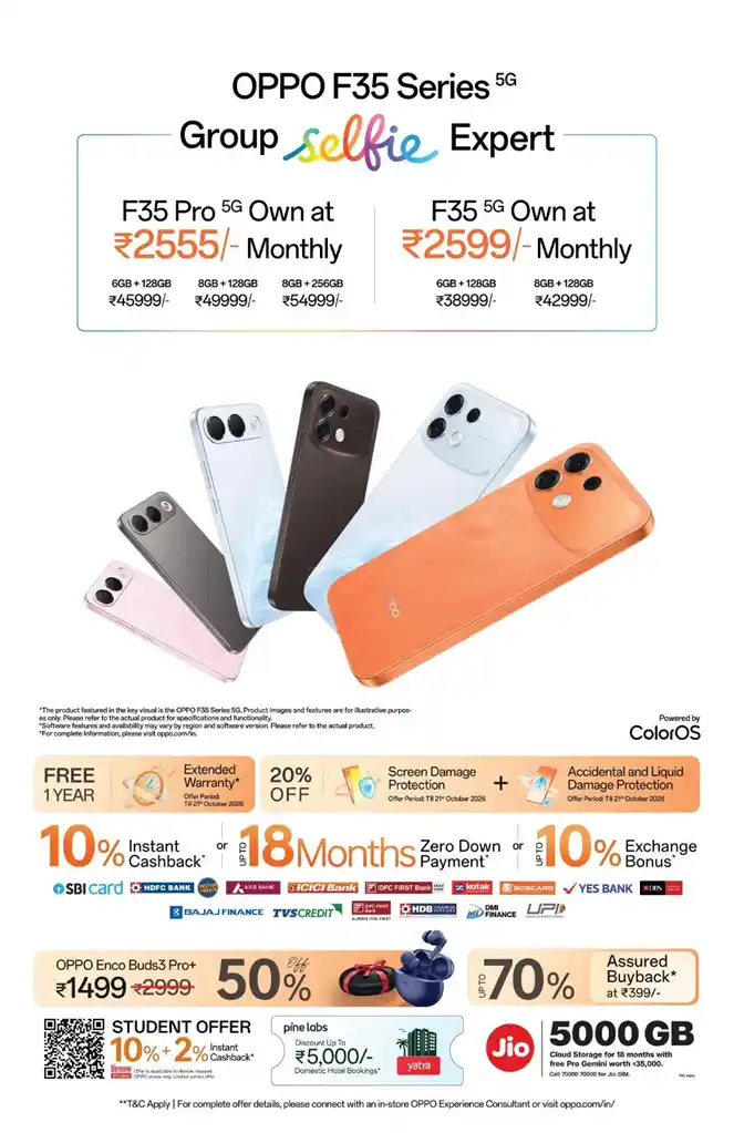 OPPO F35 Series Price and Offers explained. (Image credit: OPPO)