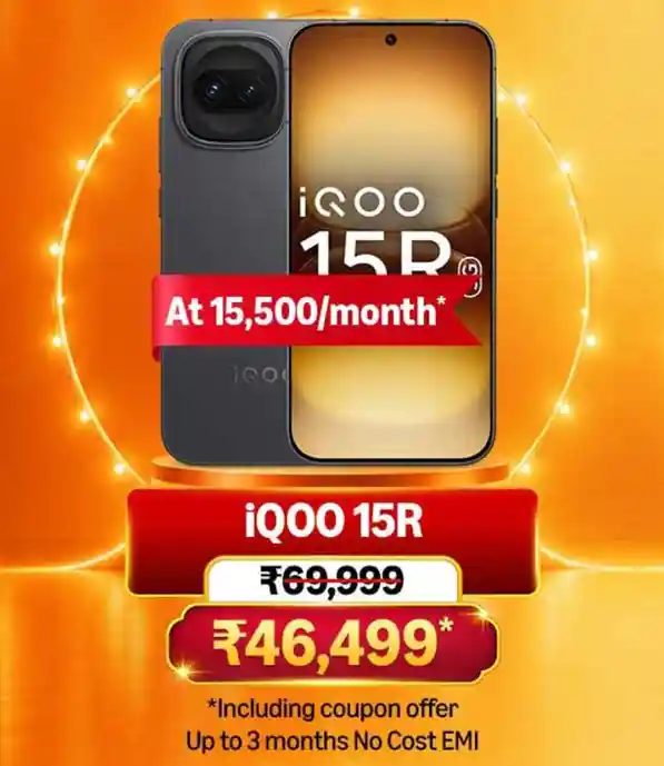 iQOO 15R teaser on Amazon’s upcoming Great Indian Festival promo page.